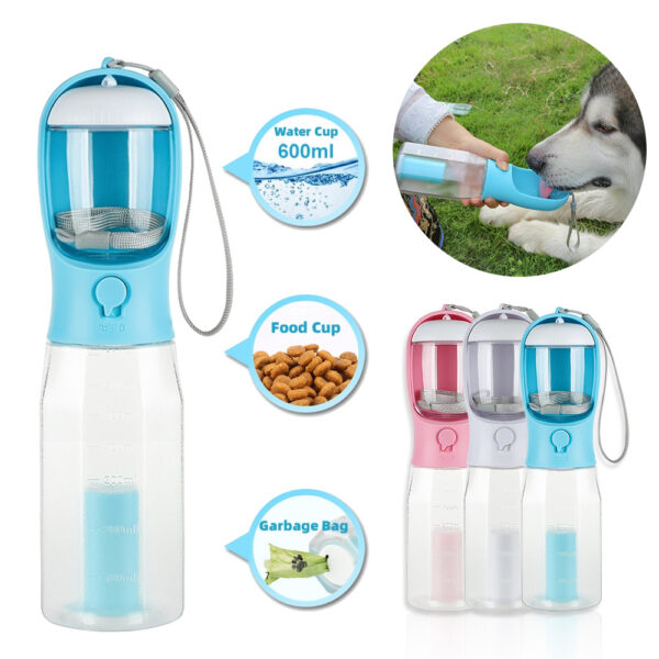 Portable Cat Dog Water Bottle Food Feeder Drinker Poop Dispenser 3 In 1 Leak-proof Multifunctional Dog Water Bottle Pet Products - Image 4