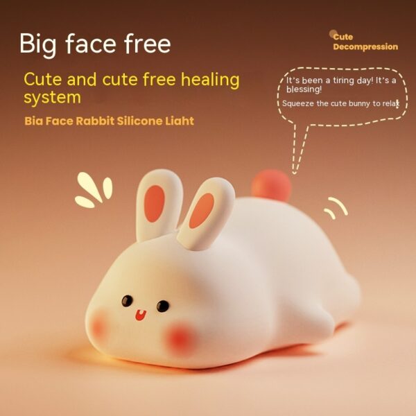 Cute LED Night Light Touch Sensor Cartoon Kid's Nightlights Big Face Rabbit Silicone Night Light Christmas Gift Bedside Lamp Home Decor - Image 7
