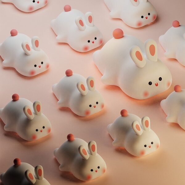 Cute LED Night Light Touch Sensor Cartoon Kid's Nightlights Big Face Rabbit Silicone Night Light Christmas Gift Bedside Lamp Home Decor - Image 3