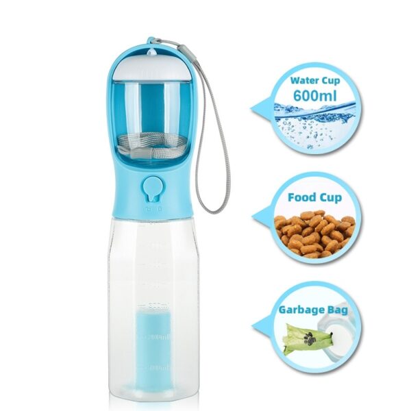 Portable Cat Dog Water Bottle Food Feeder Drinker Poop Dispenser 3 In 1 Leak-proof Multifunctional Dog Water Bottle Pet Products - Image 3